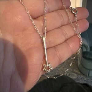 Magical Star Magic Wand Charm from Wax Mold Sterling with Chain